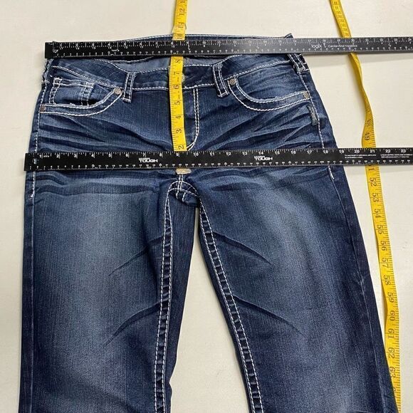 SILVER JEANS Aiko Bootcut Women’s Size 31/35 Distressed Dark Wash READ DESCRIPTI - Picture 5 of 11